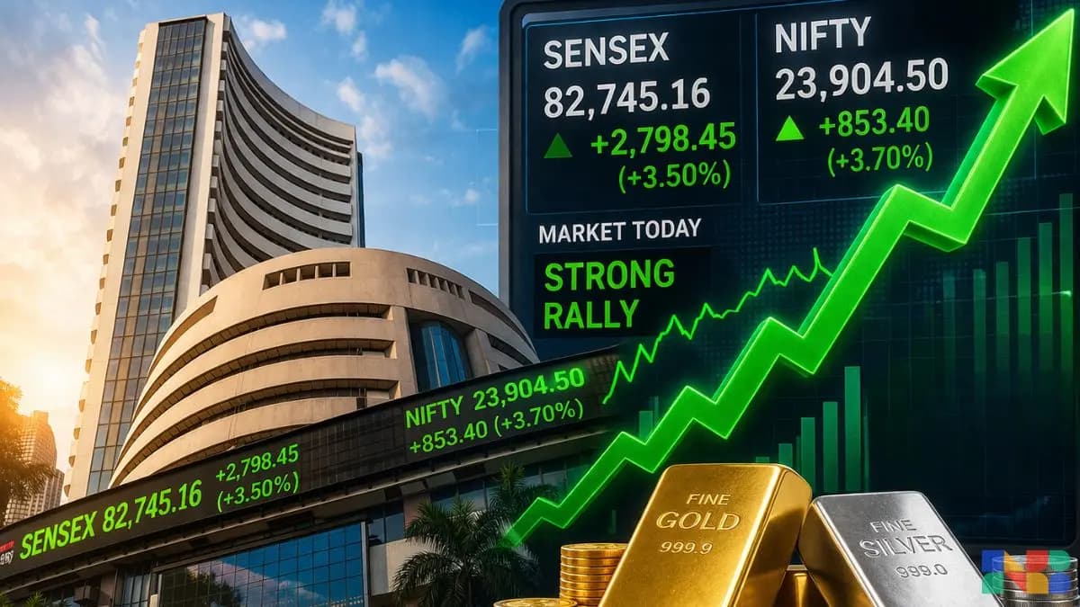 Stock Market Today (8 April 2026): Sensex Surges Nearly 2800 Points, Nifty Crosses 23,900; Gold and Silver Prices Stay Firm
