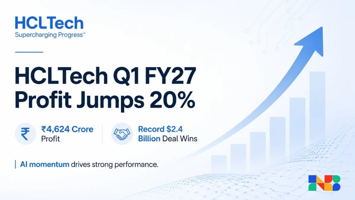 HCLTech Q1 FY27 Profit Jumps 20% to ₹4,624 Crore; Record $2.4 Billion Deal Wins Drive AI Momentum