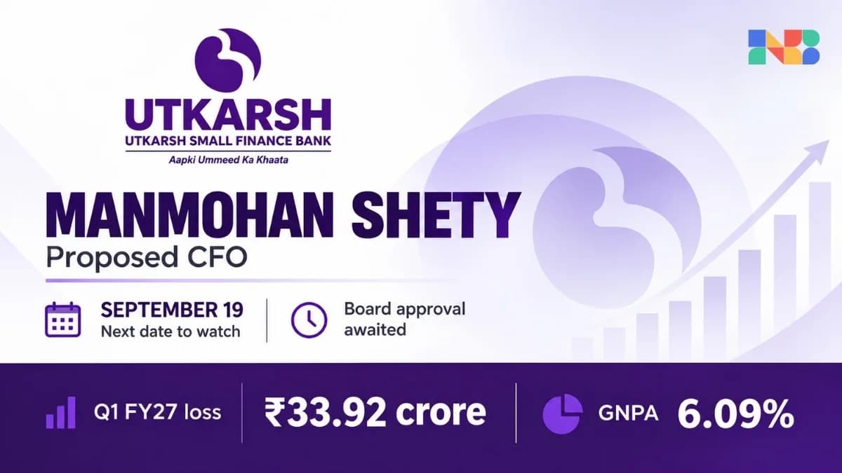 Utkarsh Small Finance Bank Set to Appoint Manmohan Shetty as CFO, Board Approval Awaited