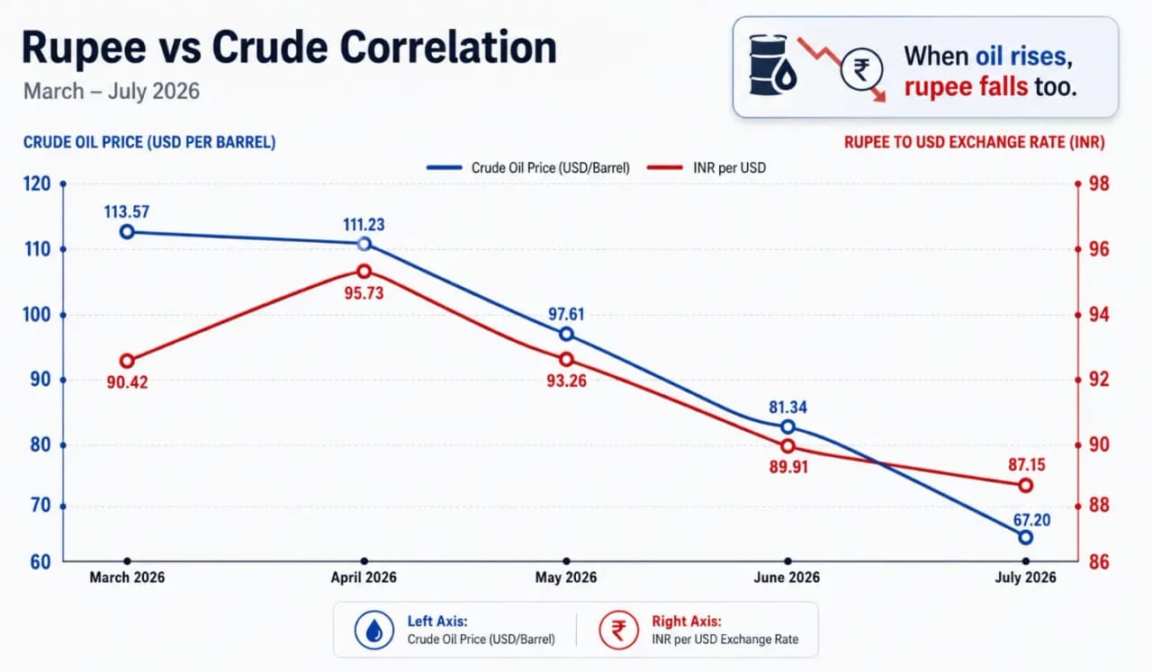 Rupee vs Crude correlation