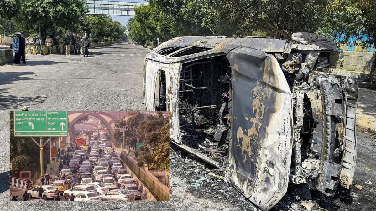 Noida Labour Violence Today: Workers Torch Cars, Tear Gas Fired, NH-9 Traffic Jammed