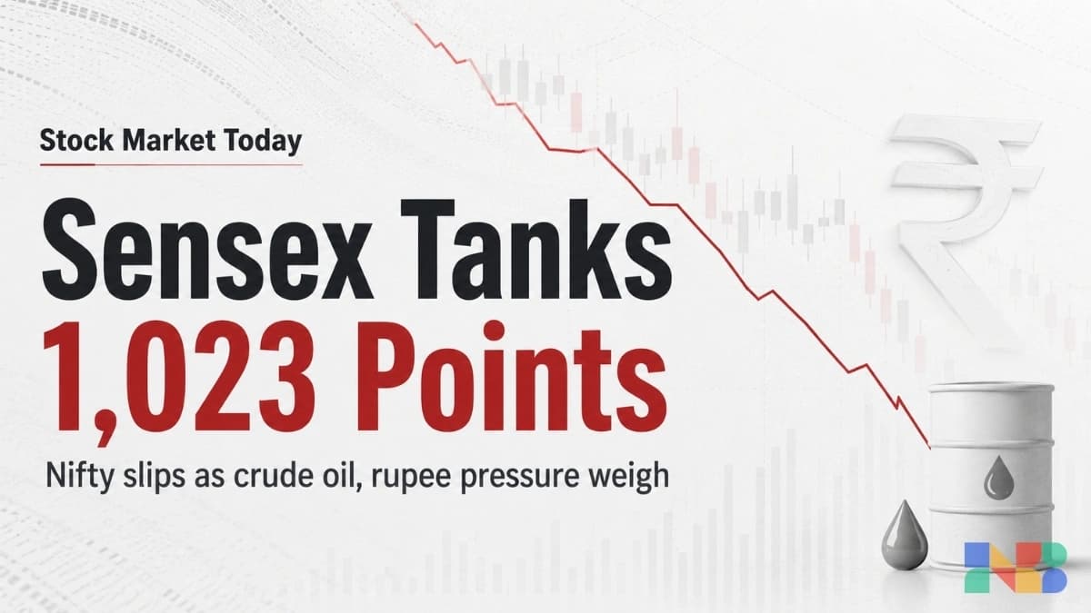 Stock Market Today: Sensex Tanks 1,023 Points, Nifty Slips as Crude Oil, Rupee Pressure Weigh